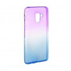 Samsung A530F/A8 2018 Ombre szilikon hátlap - lila-kék