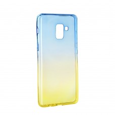 Samsung A530F/A8 2018 Ombre szilikon hátlap - kék-arany