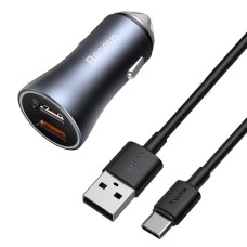 Baseus szivargyújtó töltő 40W 2 USB Type-C kábellel - fekete