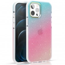  Apple iPhone 13 6.1 Kingxbar Glitter tok - Kék-Rózsaszín