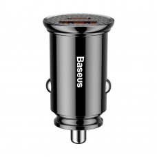 Baseus autós töltő adapter Type-C és USB Port 30W - Fekete