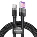 Baseus USB - Type-C Huawei SuperCharge adatkábel szövetes 1m - fekete
