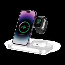 DEVIA 3in1 Wireless töltő Okostelefonhoz, Apple watch-hoz és Airpods-hoz -lámpával- fehér
