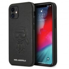 Apple iPhone 12 Pro Max KARL LAGERFELD  bőr hatású Hátlap - Fekete