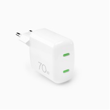 Puro 70W 2x USB-C GaN MiniPro hálózati töltő adapter - fehér