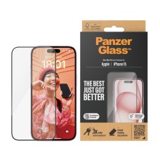 Apple iPhone 15 / 16 PanzerGlass tokbarát Üvegfólia applikátorral - Fekete