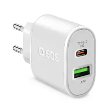 SBS hálózati töltő Type-C 20W / USB-A 18W - fehér