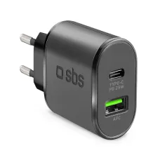 SBS 25W USB-C / USB-A hálózati töltő adapter - fekete