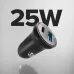 SBS autós töltő Type-C 25W / USB-A 18W- fekete