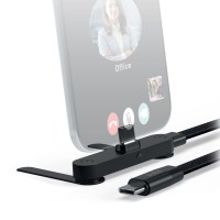 SBS 60 W-os USB-C töltő- és adatkábel állványfunkcióval és fonott burkolattal 1M - fekete