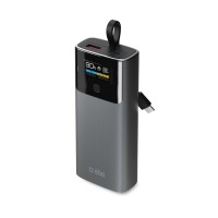 SBS Powerbank LCD 20W 10.000mah USB-C / USB-A beépített kábellel - Fekete