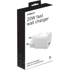 Celly 20W 1x USB-C hálózati töltő adapter - fehér