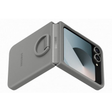 Samsung Galaxy Z Flip 6 gyári szilikon flip cover hátlap gyűrűvel - szürke