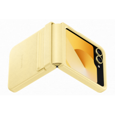 Samsung Galaxy Z Flip 6 gyári bőr hátlap - sárga