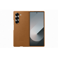 Samsung Galaxy Z Fold 6 gyári bőr flip cover - barna