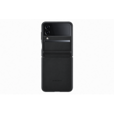 Samsung Galaxy Z Flip 4 gyári bőr flip cover hátlap - fekete