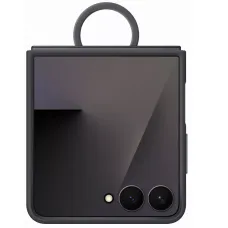Samsung Galaxy Z Flip 7 gyári szilikon flip cover hátlap gyűrűvel - fekete