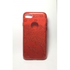 Apple iPhone X mintás Glitter TPU - piros